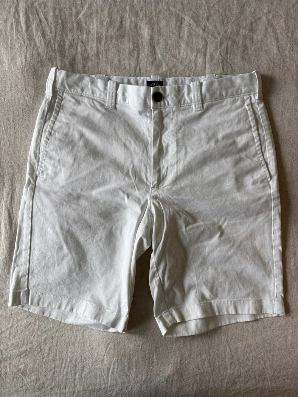 J. Crew White Cotton Flat-Front Chino Shorts
